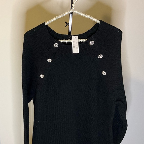 J Crew Sweater Dress - Black with jeweled embellishments - wool blend - nwt - XL - Picture 2 of 12
